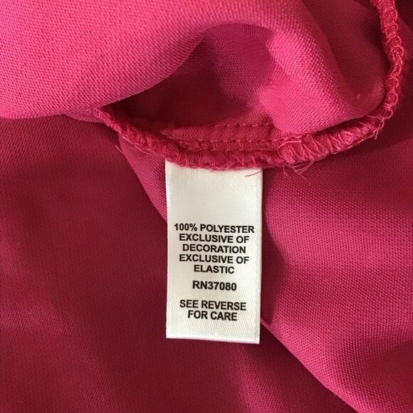 Cato Fuchsia Pink Velvet Ruffle Tie Neck Smocked Peasant Top 22/24W - Picture 7 of 8